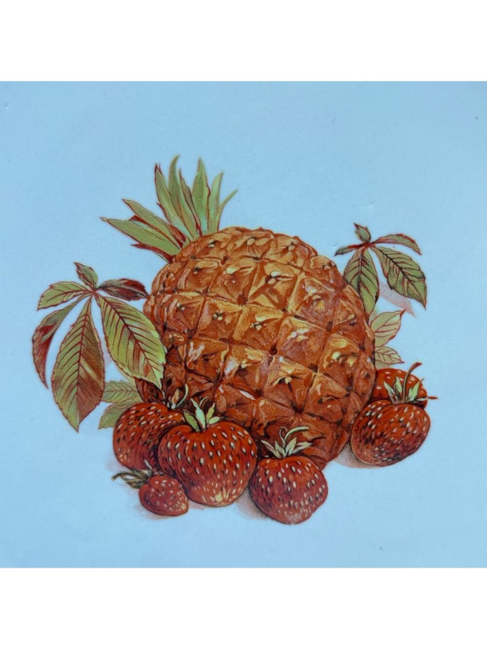 Vintage Hyalyn USA Tilted Cookie Jar Canister Pineapple Strawberry Fruit 9" - Picture 7 of 12